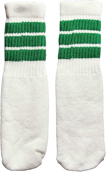 Amazon Co Jp スケーターソックス Skatersocks ベビー キッズ 赤ちゃん 子供 ロングソックス 10 Inch Baby Kids Kids White Tube Socks With Green Stripes Style 1 10インチ ホワイト グリーン 服 ファッション小物