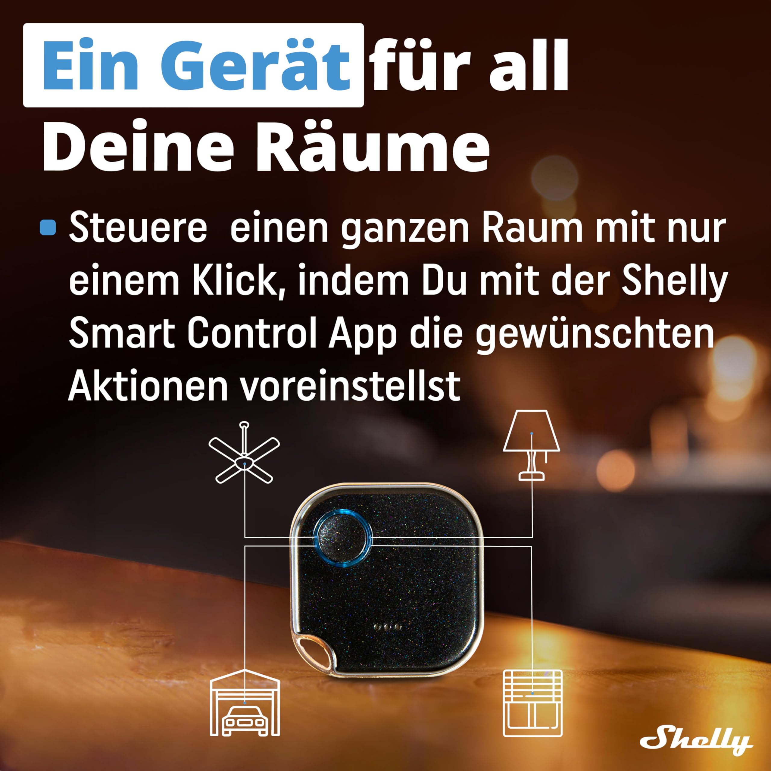 Shelly BLU Button1 - Schwarz | Intelligente Bluetooth-Taste zur Aktivierung von Aktionen und Szenen | Multi-Klick-Aktivierung | Sofortige Reaktionszeit | Ton- und Lichtalarm | iOS-Android-App 5