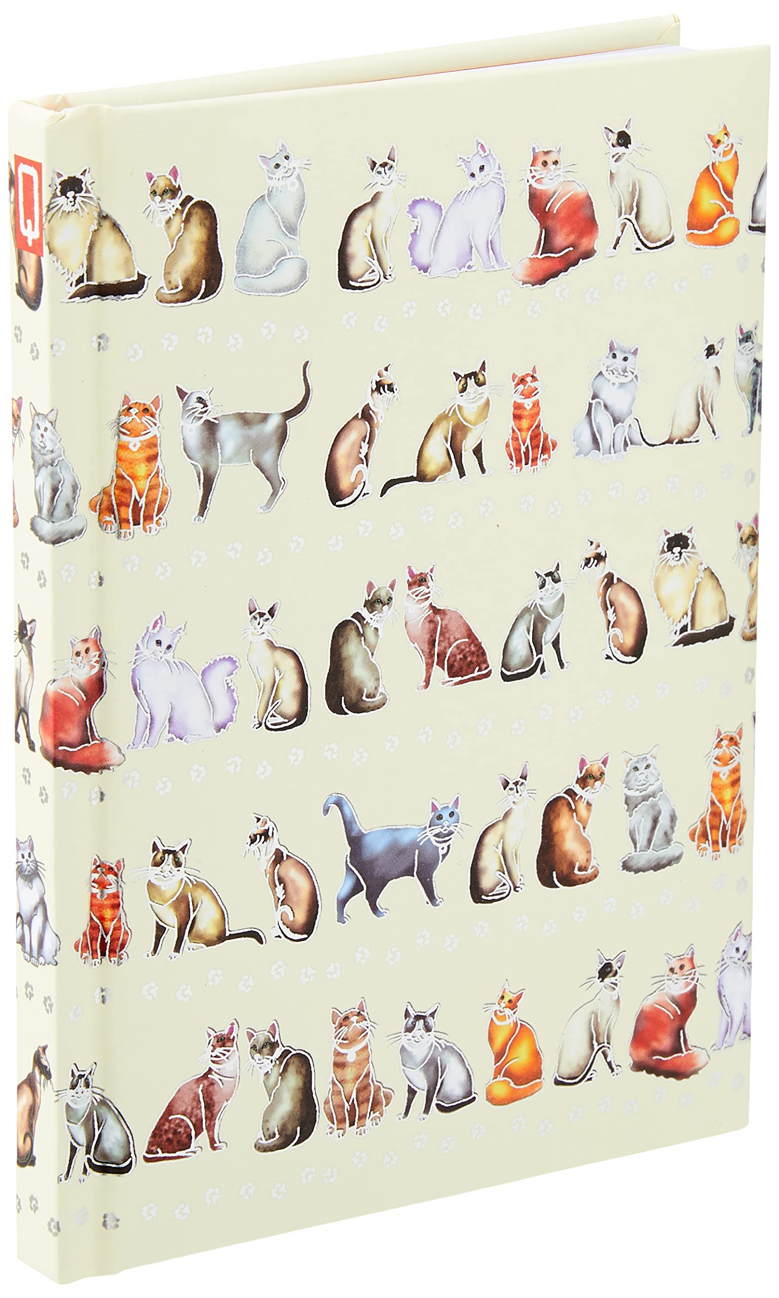 Quire Collections A6 Casebound Notebook - Cats Design - 120 Pages - Ruled & Silk Ribbon - Size - 148mm x 105mm