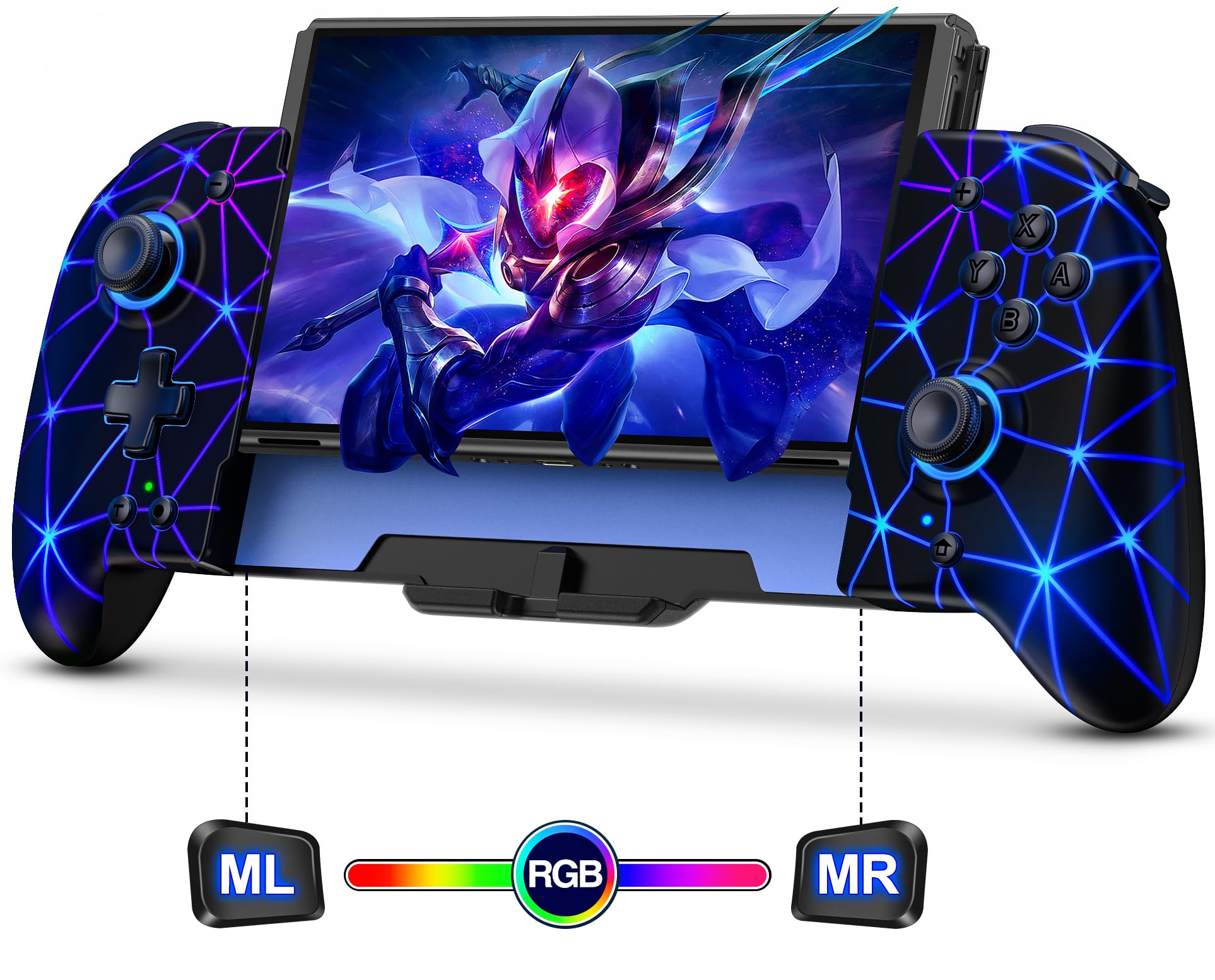 Photo 1 of Spican Switch Controllers,Hall Effect Wireless Switch Controller for Nintendo Switch/OLED Controller, Full Size Switch Pro Controller for Handheld Mode,One-Piece Switch Joypad with RGB&1000mAh Battery