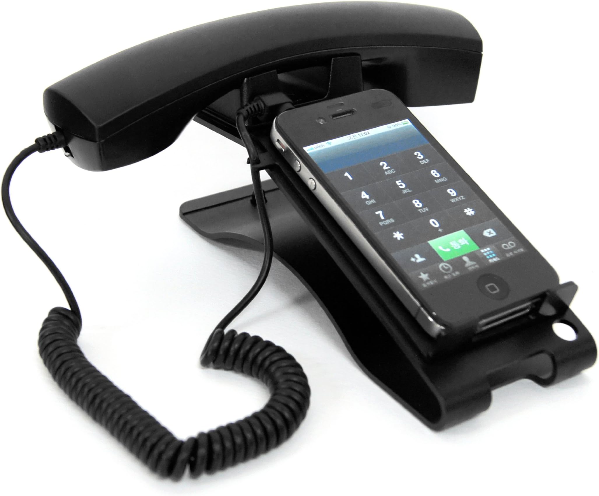 iClooly Phone Handset and Sync Stand for iPhone 4S, 4, 3GS, 3G, and Other Wireless Phones with 3.5 mm Headphone, Black