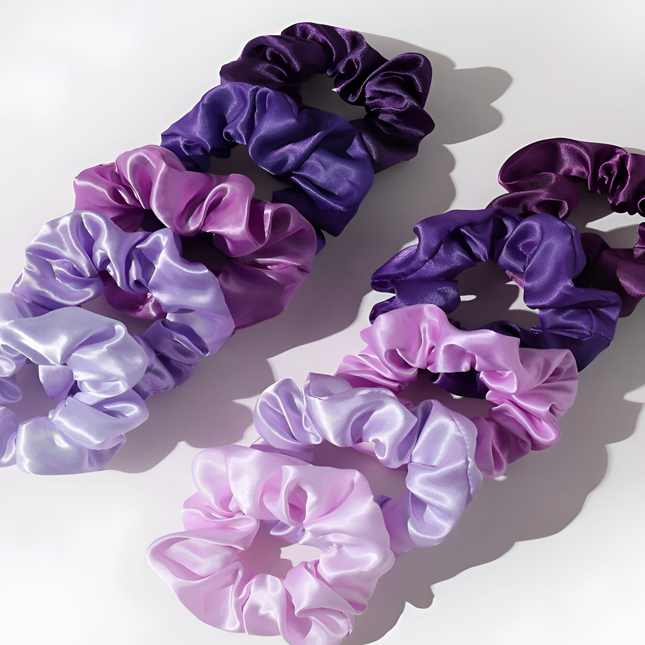 10pcs/Set Silk Colorful Hair Scrunchies, Soft Elastic Satin Ties - Comfy And Stylish Hair Accesories, Scrunchie Women, Girls Gentle Texture Minimizes Breakage & Friction Frizz Free (Royal Purple)