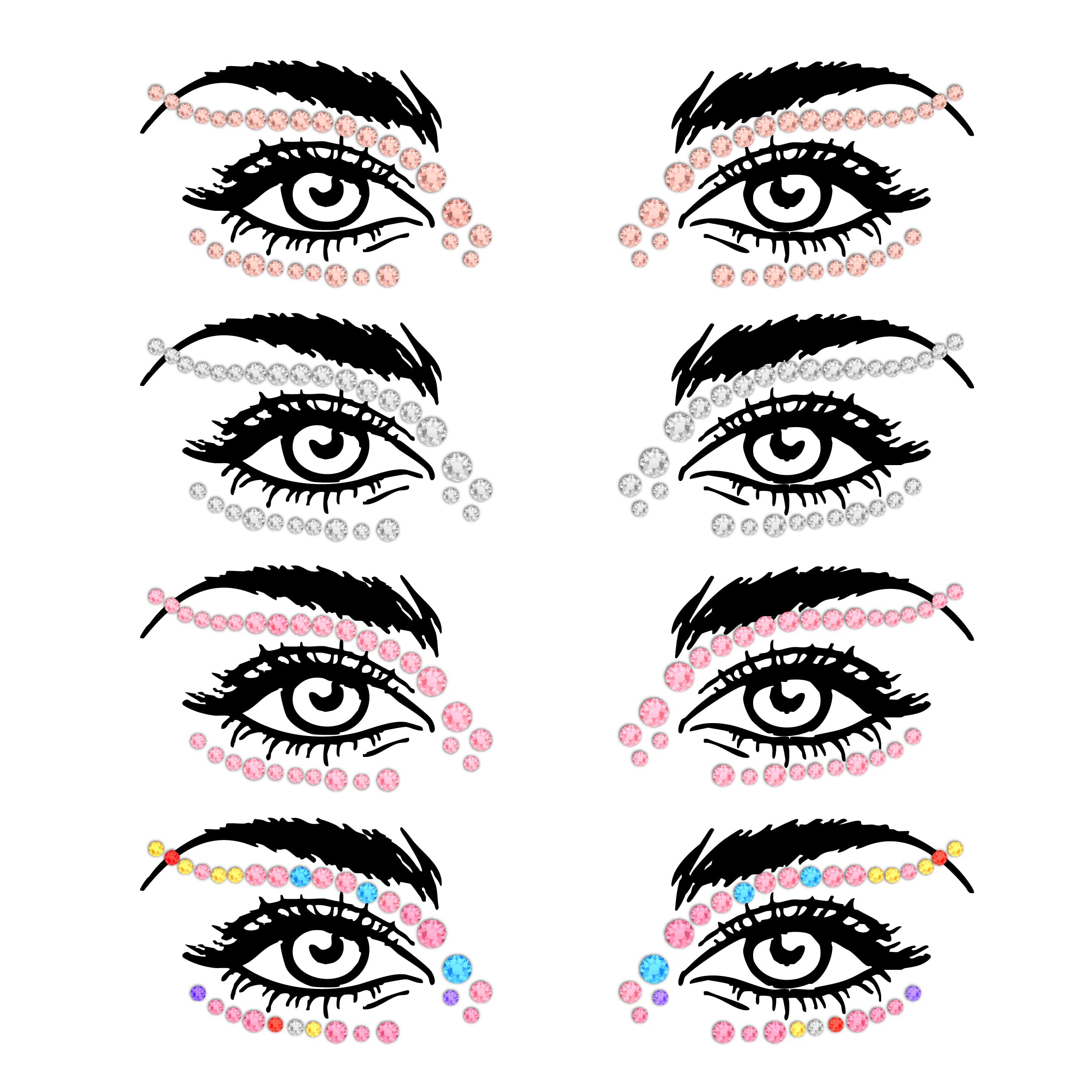 Photo 1 of Face Gems – Face Jewels - Self-Adhesive Rhinestone Face Jewels for Makeup, Party & Rave Looks - Eye Gems, Face Glitter, Festival Face Gems, Glitter Tattoo, Self- Adhesive Festival Gems (Multicolor)