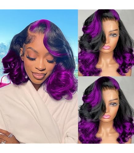 Amazon.com : Lushy Long Curly Two Tone Ombre Purple Root  display picture 3