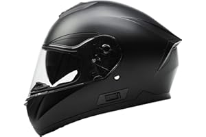 YEMA Helmet Motorcycle Full Face Helmet DOT Approved - YEMA YM-831 Motorbike Moped Street Bike Racing Crash Helmet with Sun Visor for Adult, Men and Women - Matte Black, Large