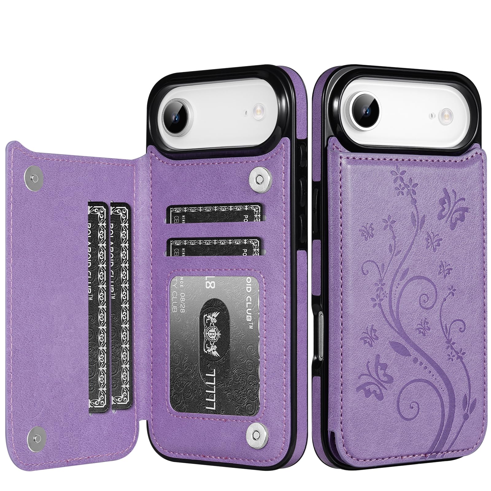 Korecase for iPhone Air Case Wallet with Cards Holder Pocket Magnetic Clasp RFID Protective Shockproof Phone Case Fits Screen Camera Protector, Purple
