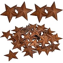Couronne Rustique CVHOMEDECO - Coton, Eucalyptus, étoiles Rouillées, 23 Cm