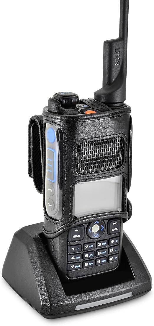 Amazon Com Turtleback Carry Holder For Tytera Tyt Md 2017 Fire And Police Security Two Way Radio Belt Clip Holster Case Black Leather Pouch With Heavy Duty Rotating Ratcheting 2 25 Belt Loop Made In