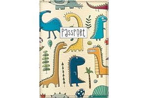 Quttie Passport Cover for Kids, Women and Men, Cute Travel Passport Holder (Dinosaur Pattern)