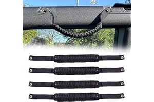BESTAOO Roll Bar Grab Handles Paracord Grip Handle for Ford Bronco Accessories 2021 2022 2023 2024 2025 2 Door 4 Door, 4 Pack (Black)
