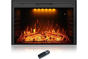 Dreamflame 40 inch Wide Electric Fireplace, Wall Fireplace Electric with Remote Control, Realistic Log and Crackling Sound, Overheating Protection and Timer,750/1500W Black