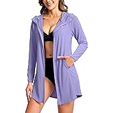 SANTINY Women's UPF50+ Swim Cover Up Sun Protection Hoodie Long UV Jacket SPF Lightweight Swimsuit Beach Cover Ups for Women