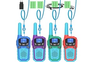 WOKTOK Walkie Talkies for Kids 4 Pack, Rechargeable Walkie Talky Long Range for Adults Handheld Two Way Radios Outdoor Toys for Boys Girls Camping, Hiking, Hunting,Cruise Ship