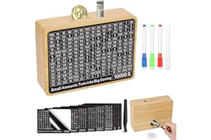 Zayeemi Money Saving Box Cash Vault Wooden Savings Challenge Box Piggy Bank for Adults Kids Budgeting and Savings Goals Coin Bank for Boys and Girls No Install Required (8 Amounts)