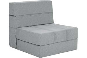 CATMIX Folding Sofa Bed, 7 inch Memory Foam Floor Couch, Convertible Sleeper Foldable Mattress Futon Sofa for Living Room/Home Office/Guest Beds/Apartment/Upstairs Loft (Light Grey, Single)