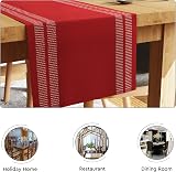 Encasa XO Dining Table Runner 32x183 cm Red Fine Rib Cotton view 4