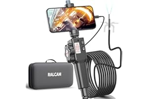 Ralcam Articulating Borescope - Inspection Camera 8.5mm Industrial Endoscope with 8 Adjustable LED Digital Endoscope 3M Semi Rigid Cable, for Android and iOS Smartphone