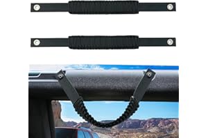 KKIKK Ford Bronco Grab Handles, 2 Pack Automotive Paracord Roll Bar Grab Handles for 2021 2022 2023 2024 2 Door Bronco Handles (Black)