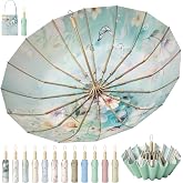 MnuBnq Sun Umbrella UV Protection Cute Windproof Walking Parasol for Women | With UV Test Card; Beautiful Flower Travel UPF 50+ for Sun; Manual Open and Close Wooden Handle; 16+32 Ribs for 2 Person