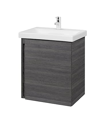 Waschtisch + Spiegel Badmöbel Set 50cm für Badezimmer WC (Anthrazit)