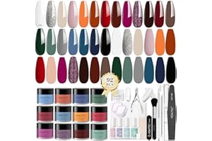 Aokitec 92 PCS Dip Powder Nail Kit with Everything - 20+1 Colors Dip nail Powder with Dip Liquid Set Base/Activator/Top Coat/Brush Saver Nail Removal & Nail Care Kit for Beginners Professionals