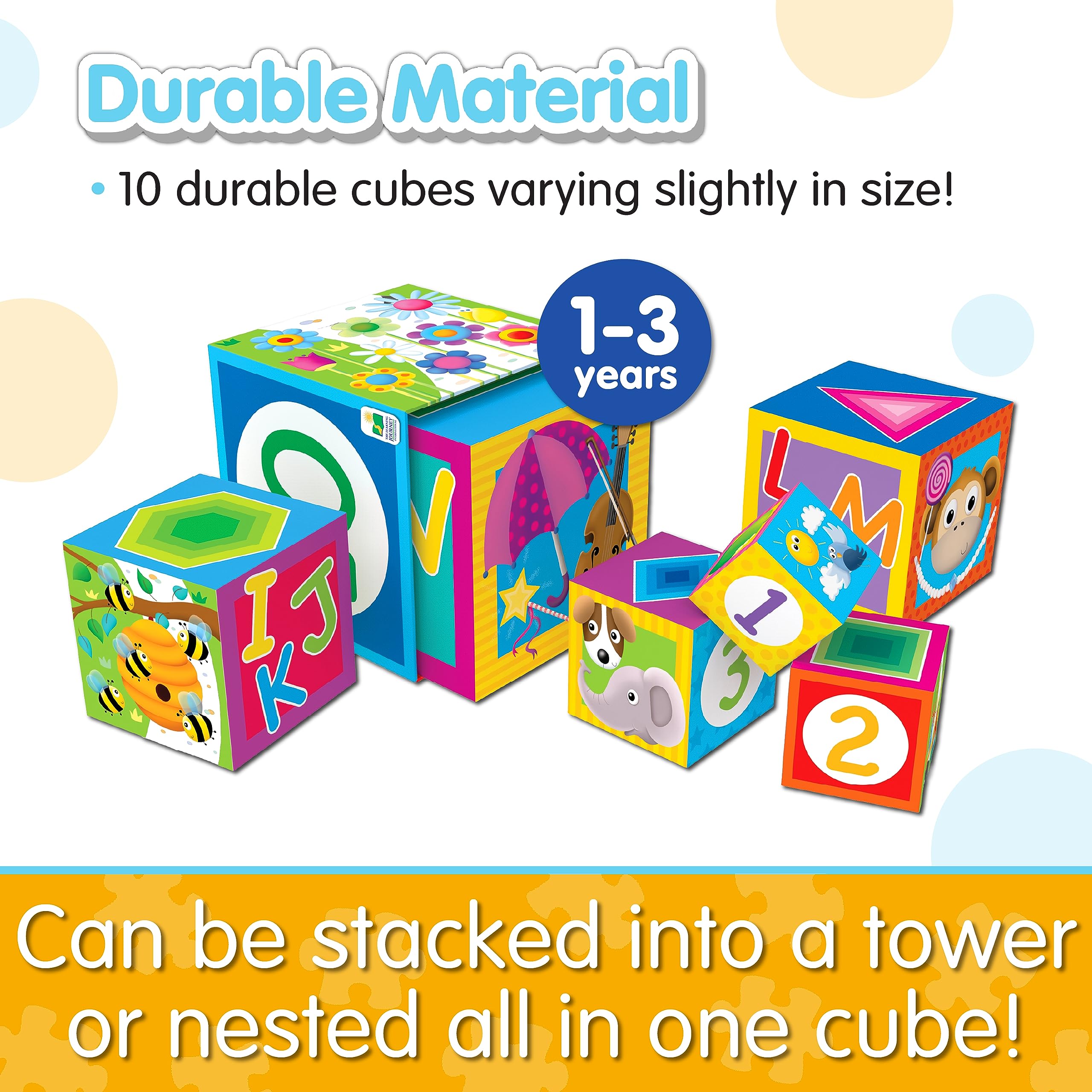 Learning Journey International LLC Play & Learn - Stacking Cubes - STEM Toddler Toys & Gifts for Boys & Girls Ages 12 Months and Up - Mind Building Developmental Learning Toy, Multi (100257)