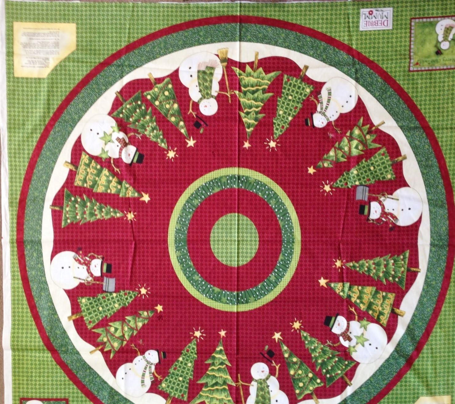 "Top Hat Snowman" Christmas Tree Skirt or Tablecloth Fabric Panel - by Debbie Mumm (Great for Sewing a Tree Skirt, Tablecloth, Quilting, Sewing, Craft Projects, & More) 58" X 60"