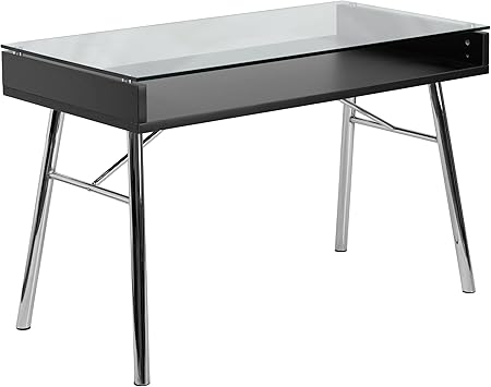 desk with glass top
