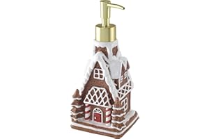 Avanti Linens - Soap Dispenser/Lotion Pump, Resin Bath Accessories, Christmas Bathroom Decor (Holiday Collection, Gingerbread House)