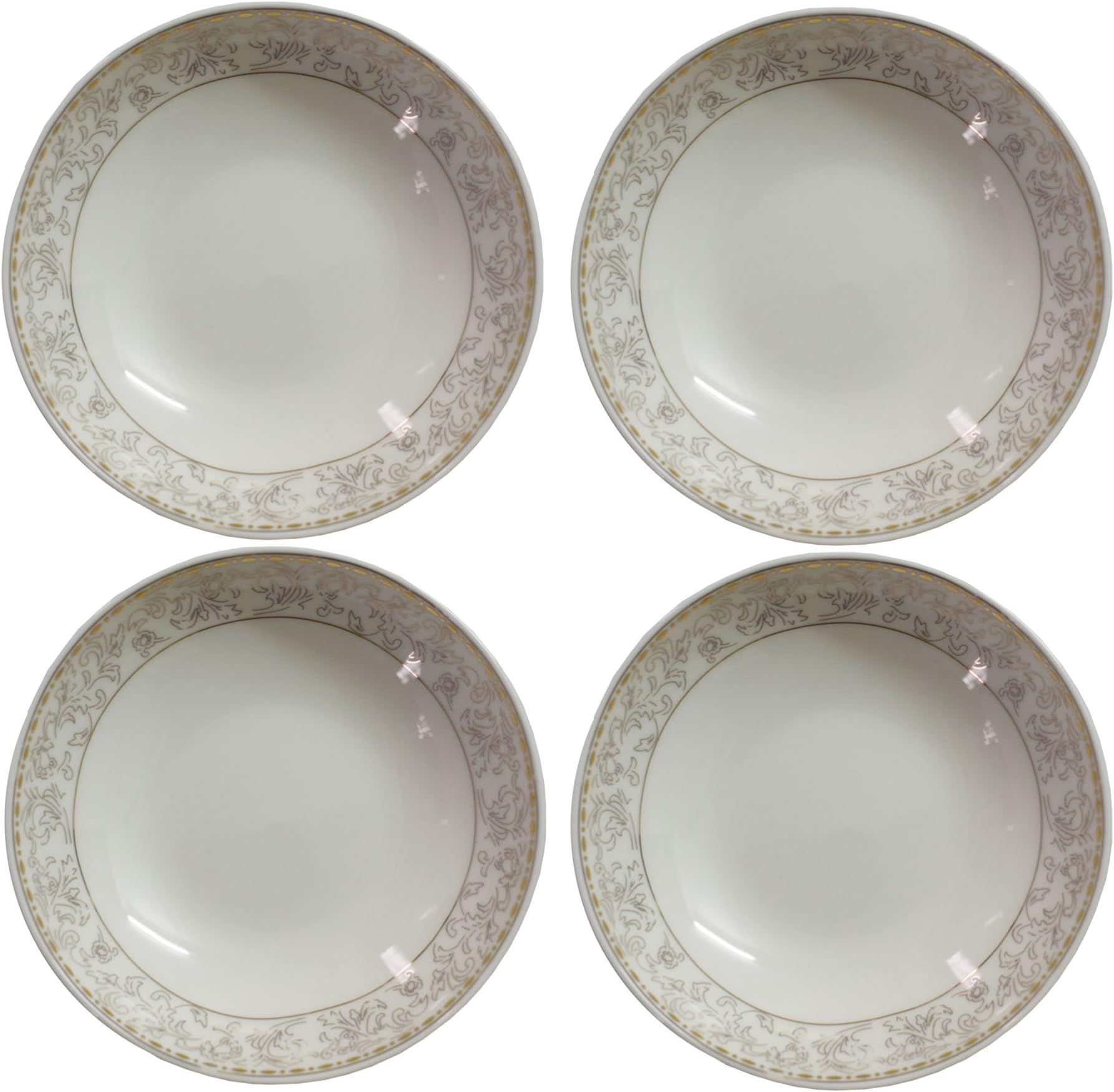 BandTie 4-Pack 4-Inch Small Size Round Plate Kitchen Dishes Chinese Jingdezhen Bone China Soy Sauce Dessert Plates Dish Fashion Creative Ceramics Tea Coffee Cup Saucer,Silver Edge