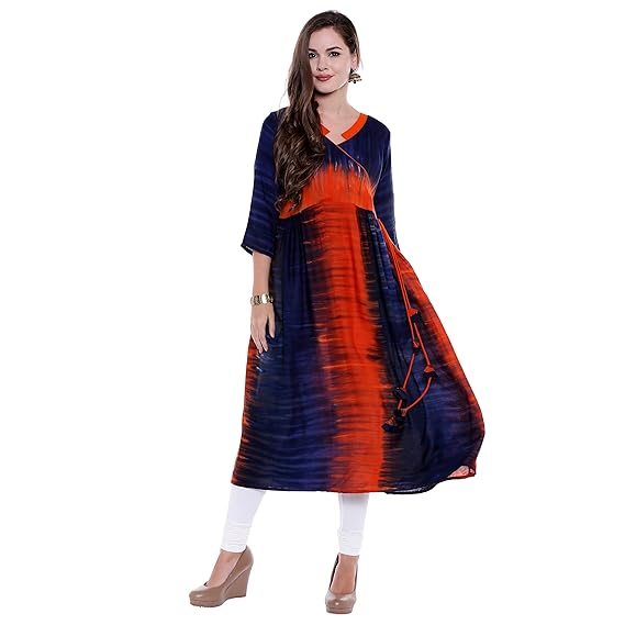 OOMPH! Womens Rayon Pleated Kurta