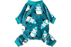 Fitwarm Cute Penguin Dog Pajamas, Dog Winter Clothes for Small Dogs Girl Boy, Cozy Dog Onesie, Soft Pet Jammies, Doggy Apparel, Teal Blue, Medium