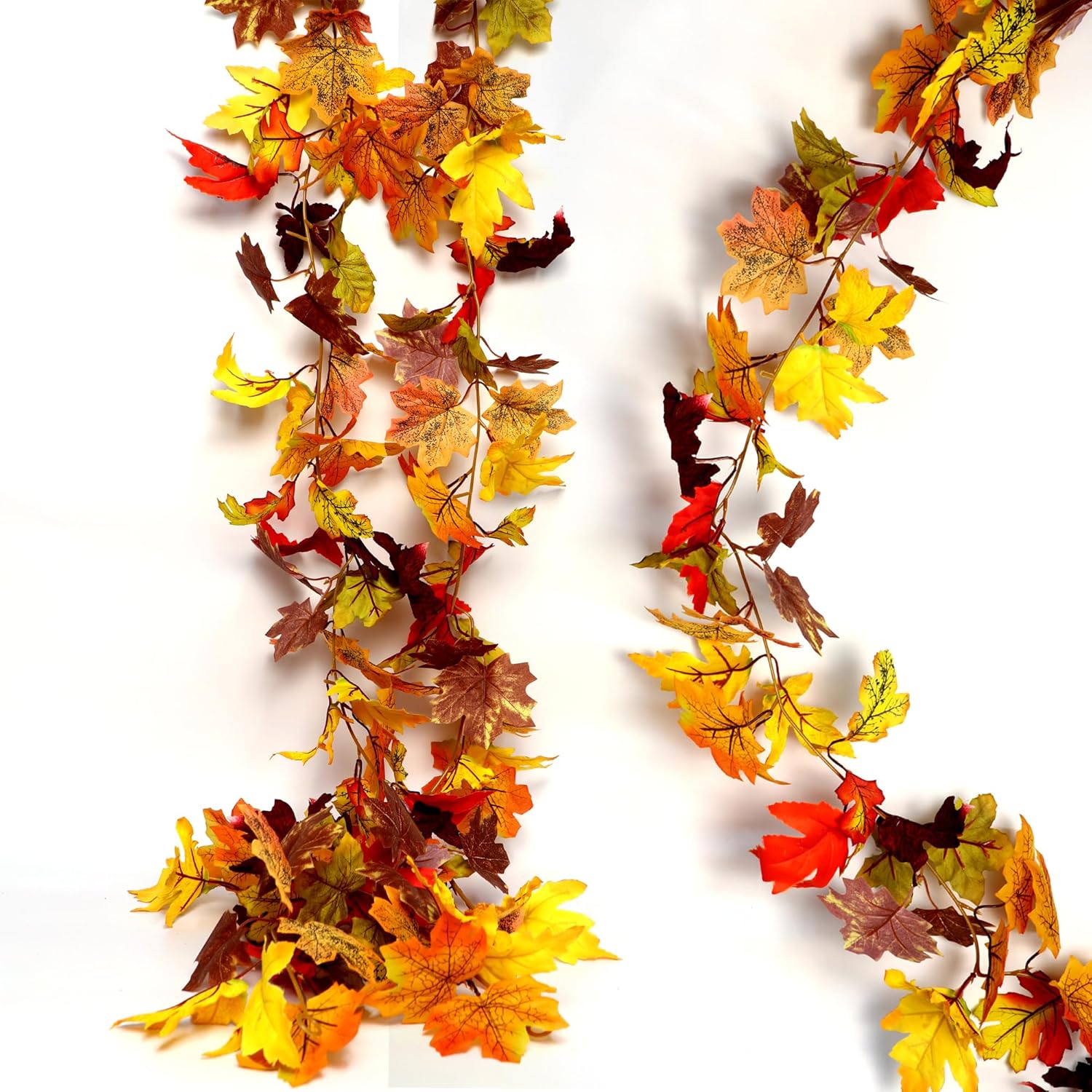 Wreaths, Garlands & Swags - 2 Pack Artificial Maple Garland, 5.9Ft/Piece Fall Garland Maple Leaf Hanging Vine Leaves Artificial Autumn Foliage Garland Thanksgiving Decor for Home Wedding Fireplace Door Party Christmas