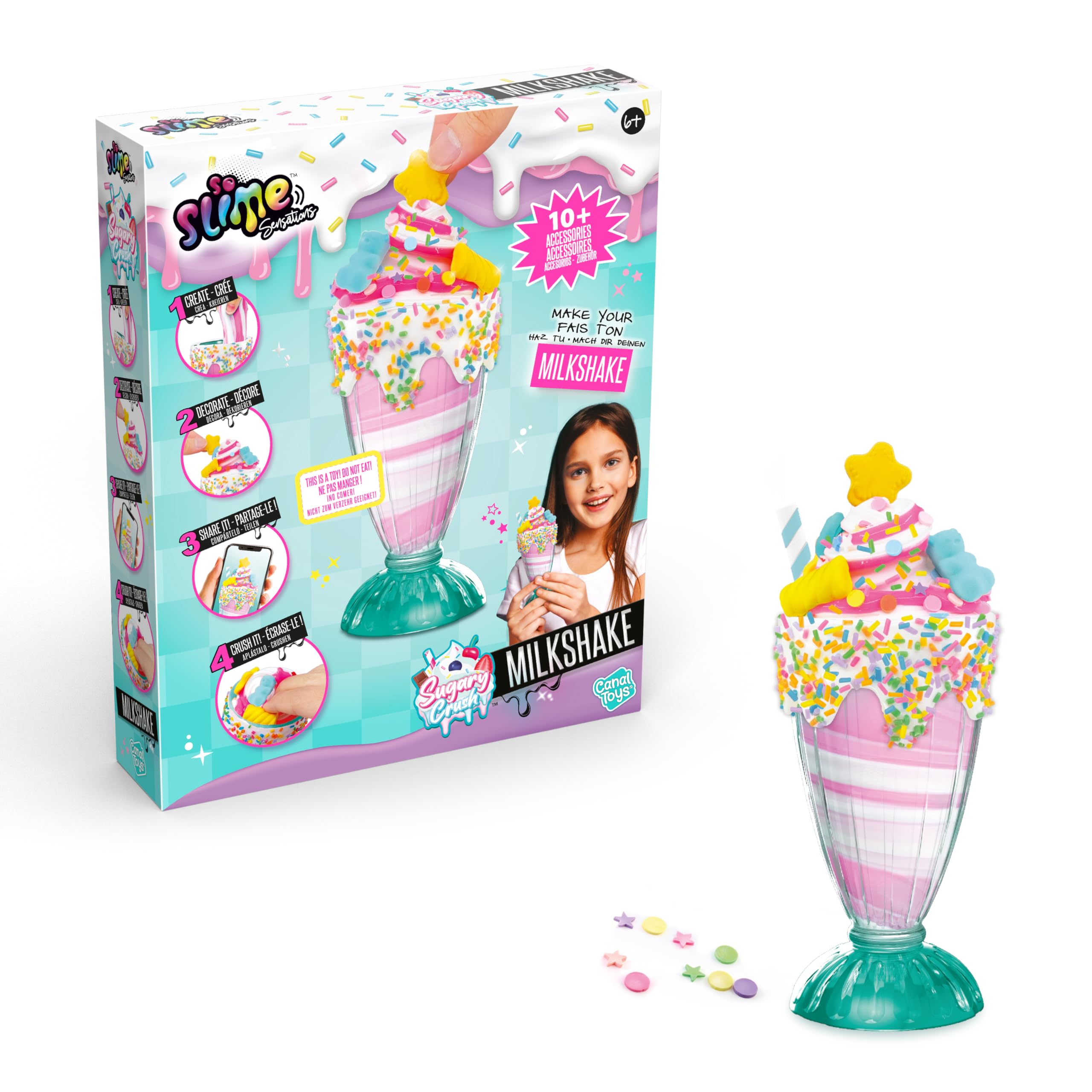 So Slime Sensations Sugary Crush Milkshake - Make Fun Slime Treats - Includes All You Need to Make a Milkshake Out of Different compounds - 6+, Pink