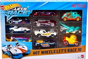 Hot Wheels Toy Cars & Trucks, Let’s Race 10-Pack, Set of 10 1:64 Scale Vehicles from The Animated Netflix Show for Play or Display (Styles May Vary) (Amazon Exclusive)