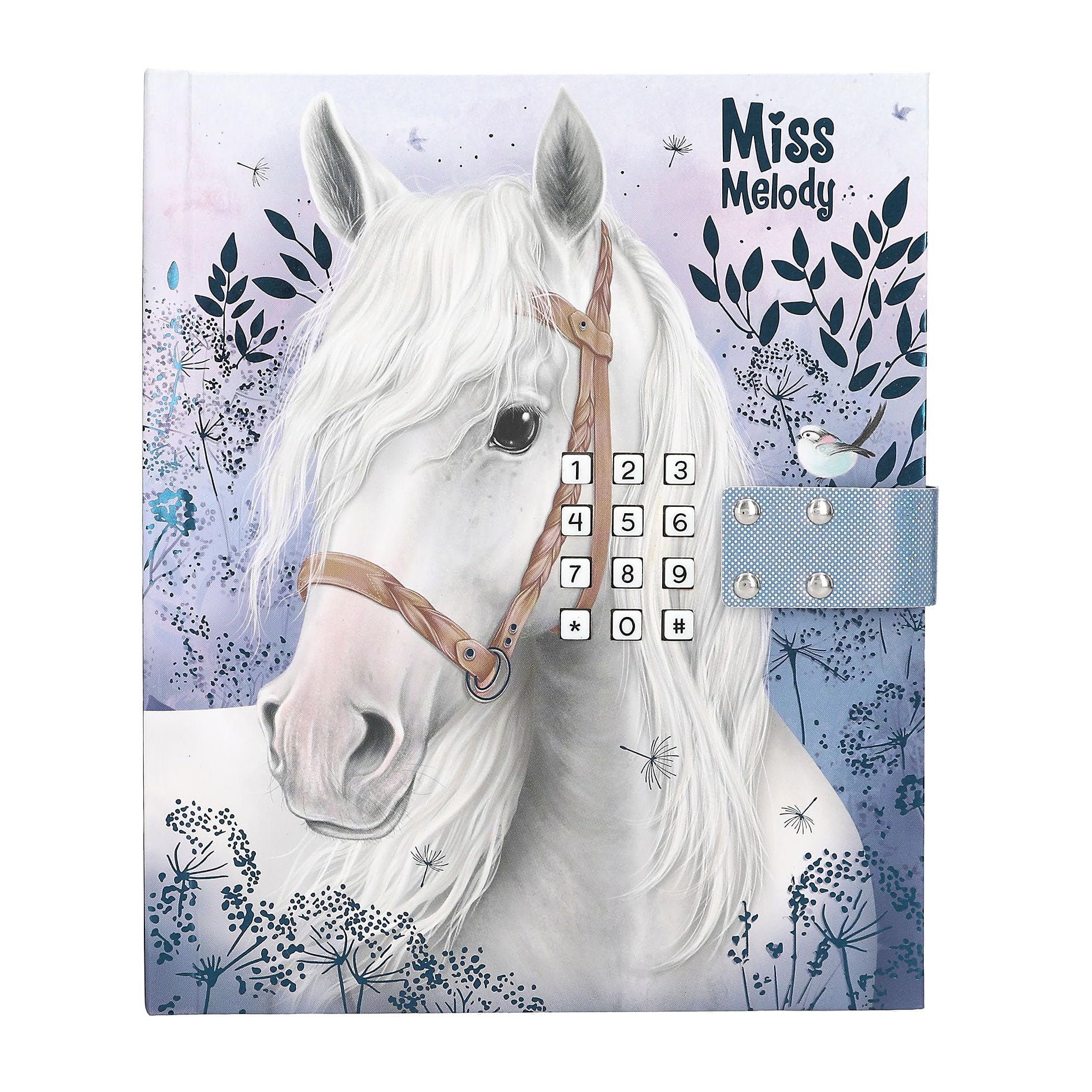 Depesche Miss Melody 13237 Diary with Number Code and Sound, Book in Blue and Purple, with Horse Motif and 80 Lined and Colourful Illustrated Pages
