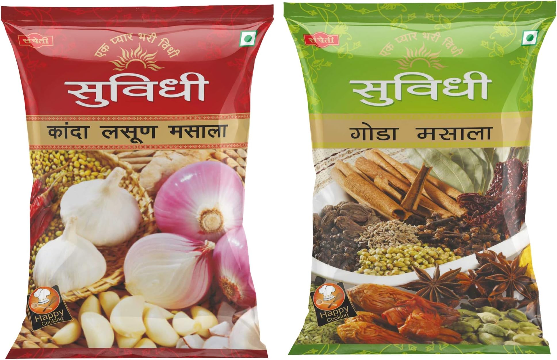 Suvidhi Kanda Lasun Masala 200gm 3, Goda Masala 200gm 3 (Pack of 6) in All 1.2 kg