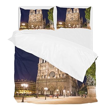 Notre Dame Cathedral Paris France Duvet Cover Set King Bedding Set