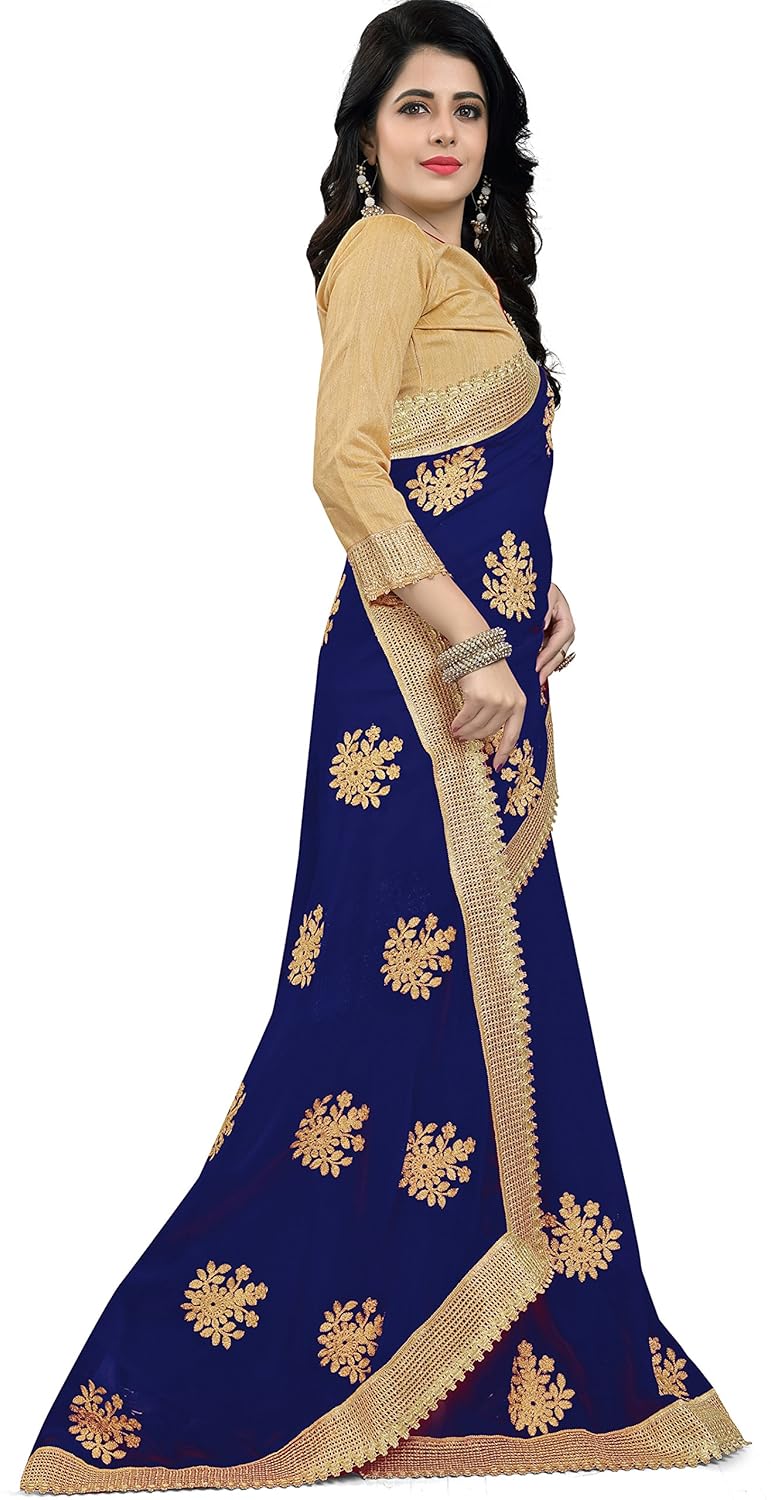 raghukul georgette embroidered saree for women