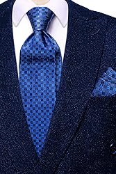 Hi-Tie 63'' Blue Ties for Men Extra Long Men's Ties
