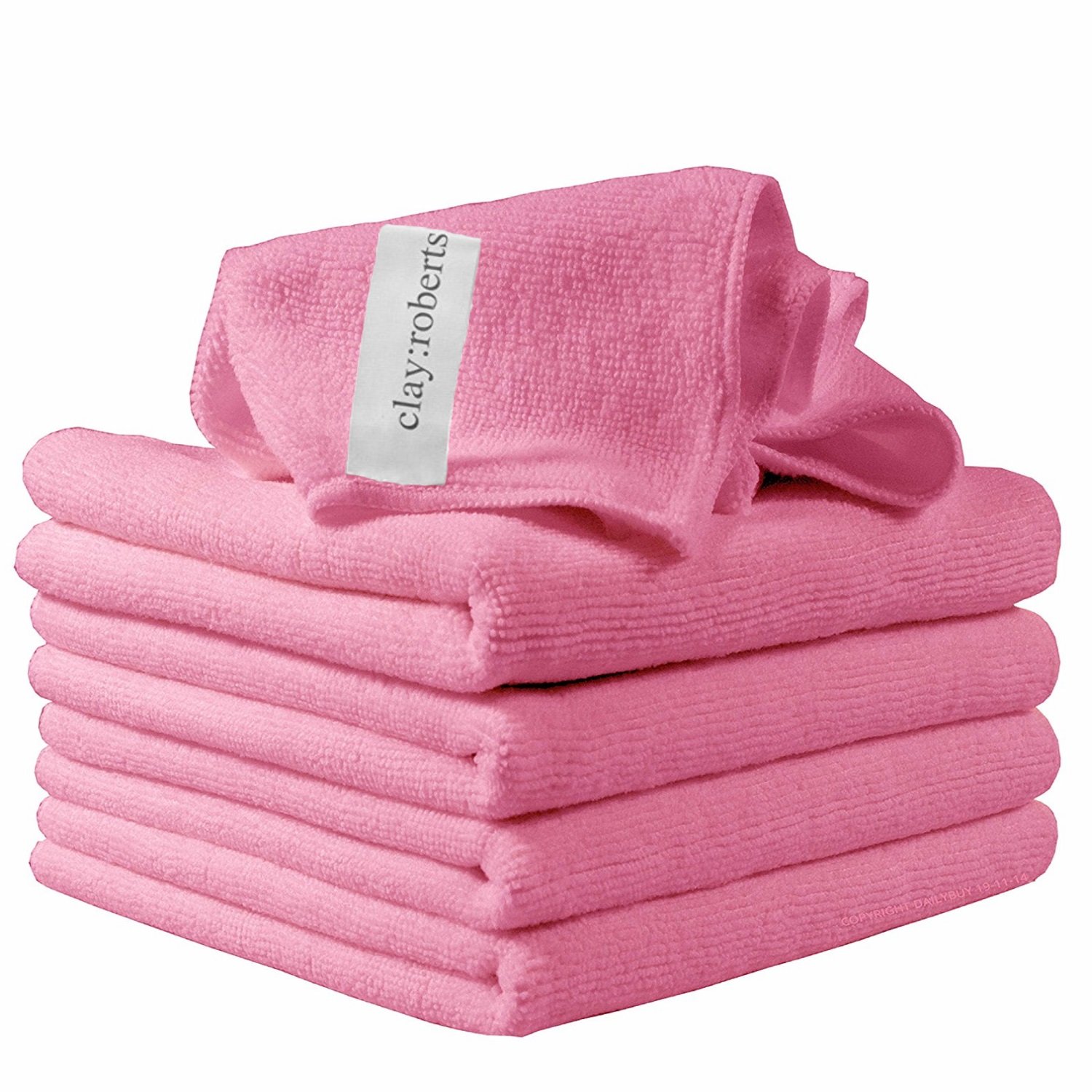 Clay Roberts Microfibre Cleaning Cloths, 40cm x 30cm - Pack of 5, Pink, Machine Washable, Polishing, Waxing & Dusting Cloth, Lint-Free, Kitchen Towel, Car Cleaning, Microfiber — image 1