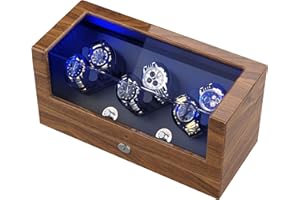 TRIPLE TREE Watch Winder, for Rolex Automatic Watches with Flexible Watch Pillows, Wooden Shell, Powered by Japanese Motor, Built-in LED Illuminated