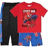 Marvel Spider-Man Boys 3-Piece Superhero Jogger Set - Spidey, Miles Morales Graphic T-Shirt, Shorts, & Sweatpants Bundle