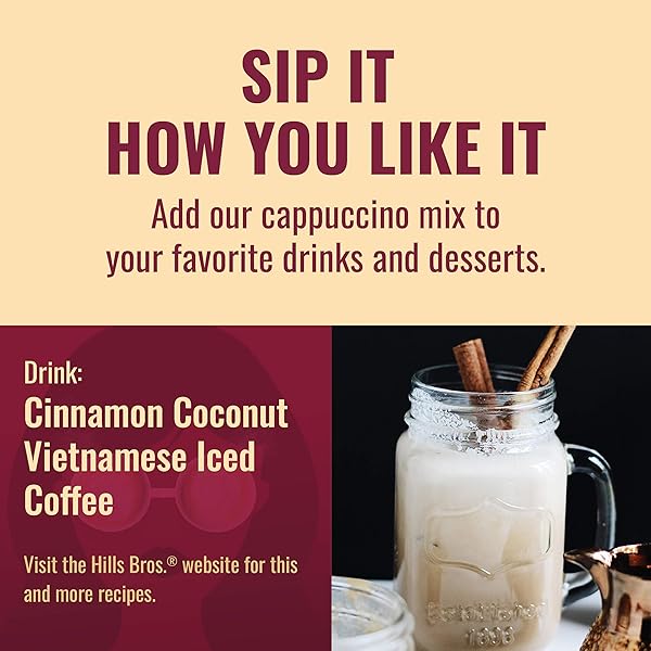 HILLS BROS. INSTANT CAPPUCCINO MIX, ENGLISH TOFFEE (16 OZ, PACK OF 1) – CONVENIENT AND VERSATILE, INSTANT HOT OR ICED COFFEE, FROTHY & RICH ENGLISH TOFFEE FLAVOR – JUST ADD WATER