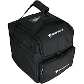 Rockville RLB40 Padded Lighting Travel Bag for 2 DJ Effect Lights | 10mm Padding, 13" x 13" x 6.8" Per Compartment, Removable Divider, Accessory Pocket, Shoulder Strap, Fits 1 or 2 Fixtures