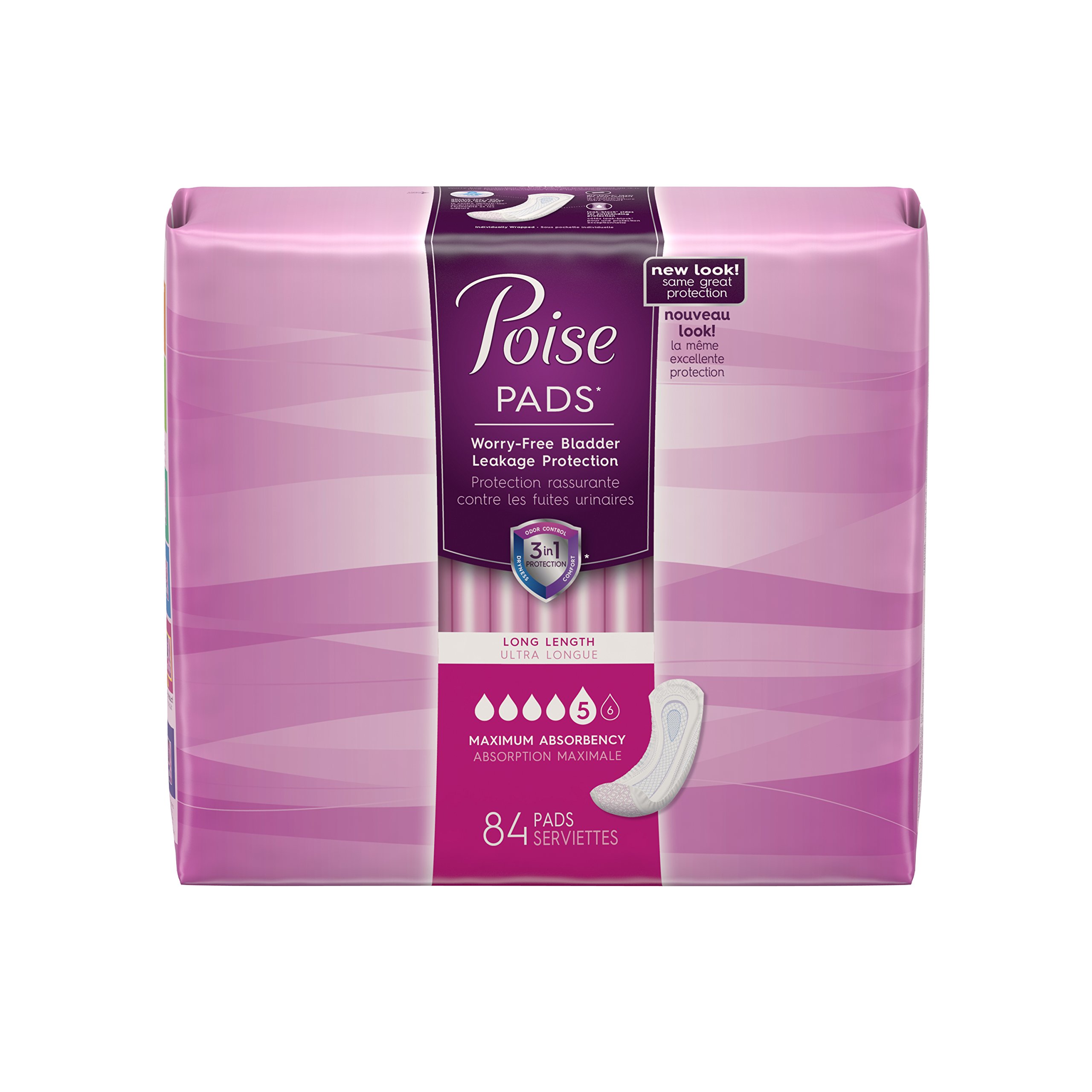 Poise Incontinence Overnight Pads, Ultimate Absorbency, Long, 45 Count Health