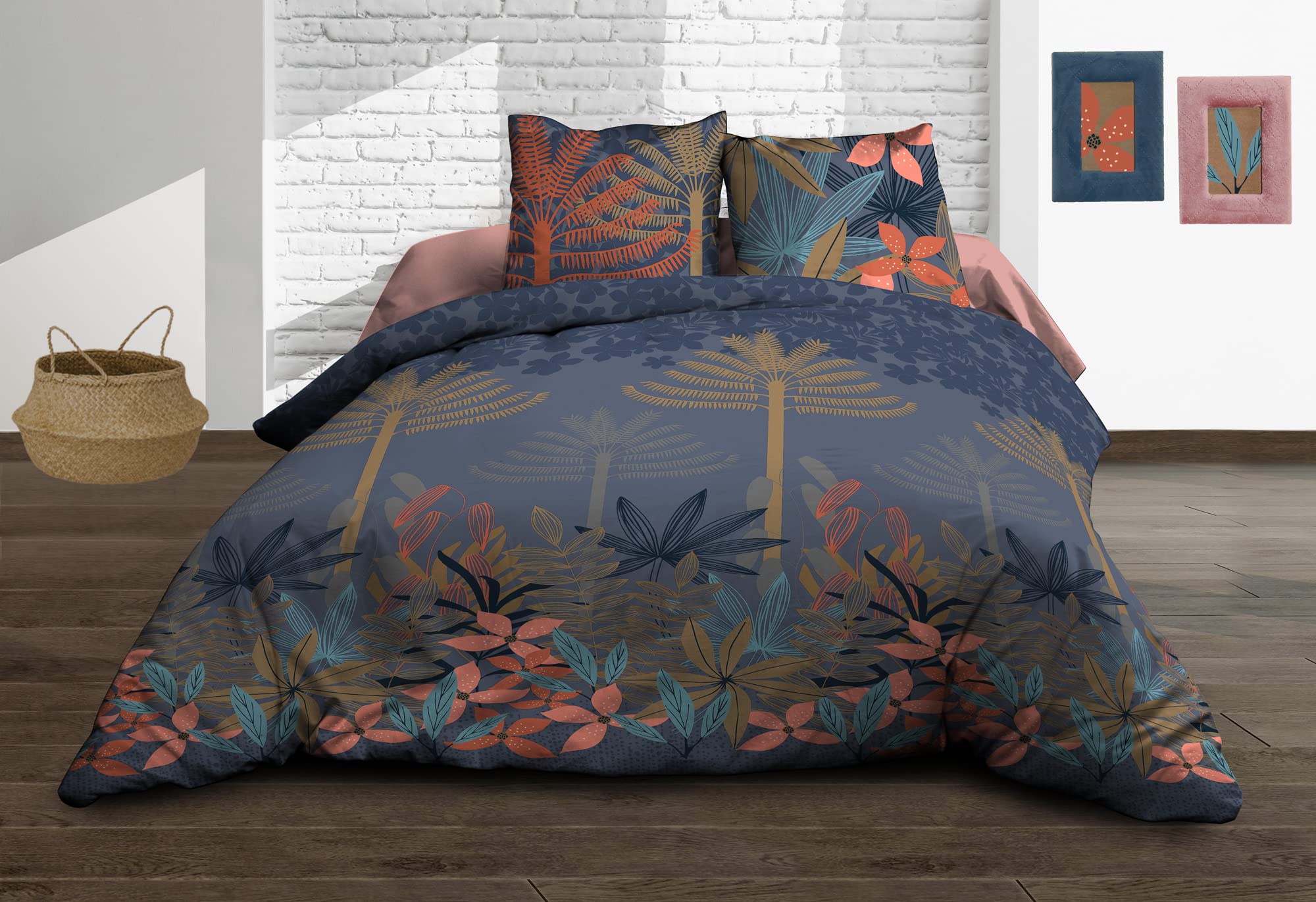 Le linge de Jules Duvet Cover 220 x 240 cm + 2 Pillowcases – Pure Cotton 57 Thread Count – Maupiti