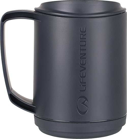 Lifeventure Ellipse Plastic Insulated Double Wall Mug For Camping, Travel & Outdoor - Graphite