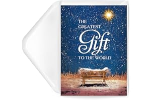 Eacyart Religious Christmas Cards- Boxed Christmas Cards with Envelopes & Stickers- Bulk New Years Cards Inspirational Cards- Pack of 18 （Greatest Gift）