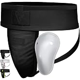 RDX Groin Protector Cup Men, Boxing Kickboxing MMA Muay Thai Sparring Groin Guard, Ventilated Adjustable,Karate Fighting Training, Underwear Jiu Jitsu BJJ Protection, Boys Youth